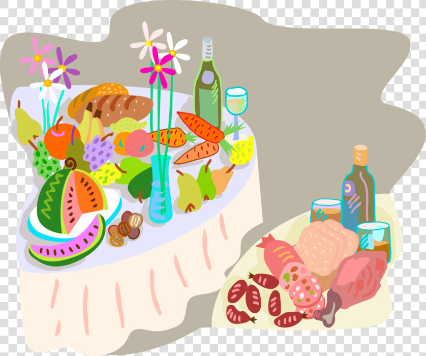 Vector Illustration Of Party Food And Dining Table   Self Service Segregate Plate Utensil Bin  HD Png DownloadTransparent PNG