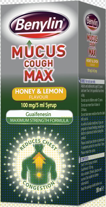 Benylin® Mucus Cough Max Honey  amp  Lemon Flavour Syrup   Benylin Mucus Cough Max Honey  amp  Lemon  HD Png DownloadTransparent PNG