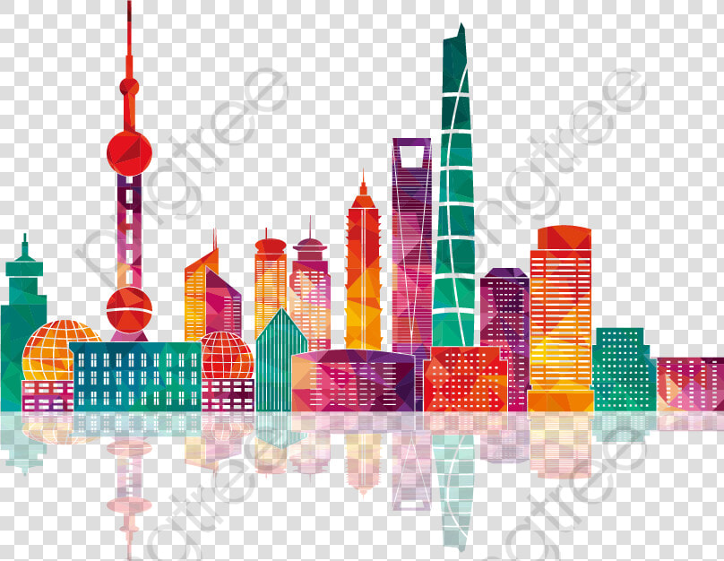 Colorful Shanghai Building Silhouettes   Shanghai Png  Transparent PngTransparent PNG