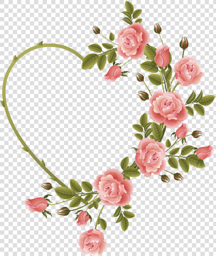 Rose Decorated Heart Frame   Heart Frame With Flowers  HD Png DownloadTransparent PNG