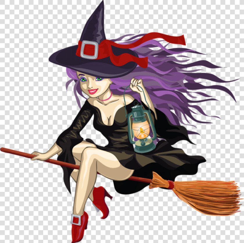 Broom witch Character hat costume Hat costume Hair   Cute Witch Riding A Broom  HD Png DownloadTransparent PNG