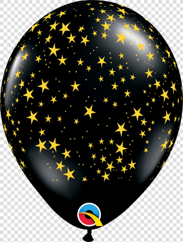 25 Latex Balloons   Black Balloon With Stars  HD Png DownloadTransparent PNG