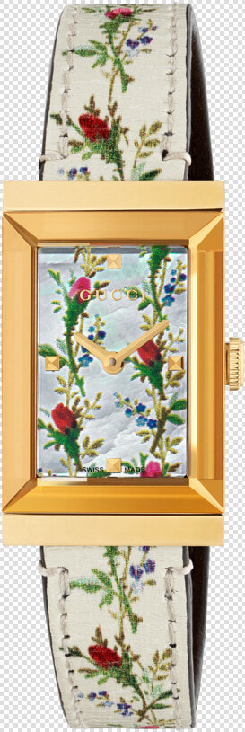 Gucci G frame Mother Of Pearl Flower Dial Pvd Gold   Gucci Floral Watch  HD Png DownloadTransparent PNG