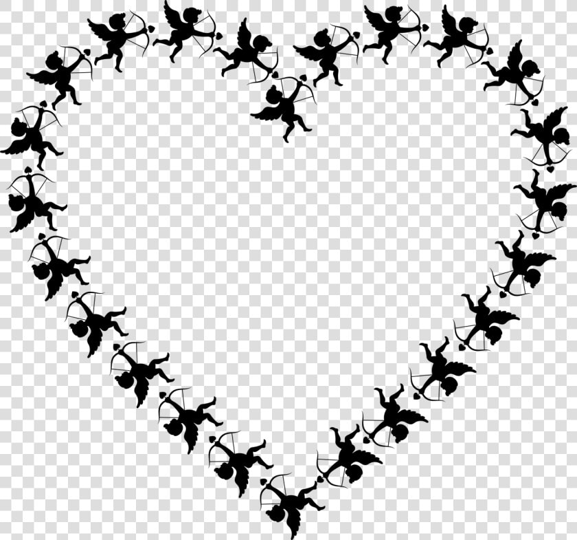 Cupid  Heart  Frame  Angel  Arrow  Bow  Cartoon  Cherub    Paparazzi Red And Silver Necklace  HD Png DownloadTransparent PNG