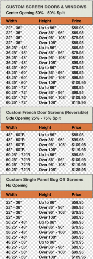 Screen Door Sizes  HD Png DownloadTransparent PNG