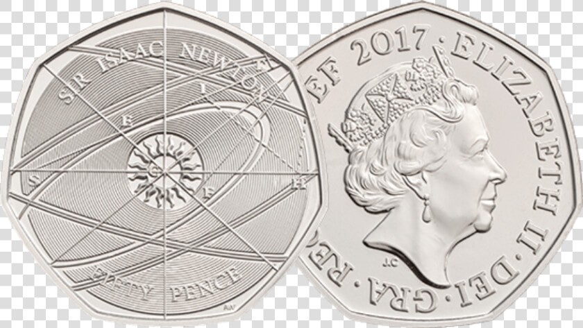 Sir Issac Newton 50p Coin  HD Png DownloadTransparent PNG