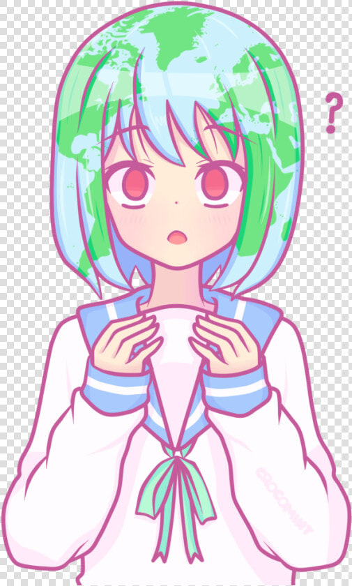 Earth chan By Crocomint Flat Earth  Moon Moon  Anime   Drawing  HD Png DownloadTransparent PNG