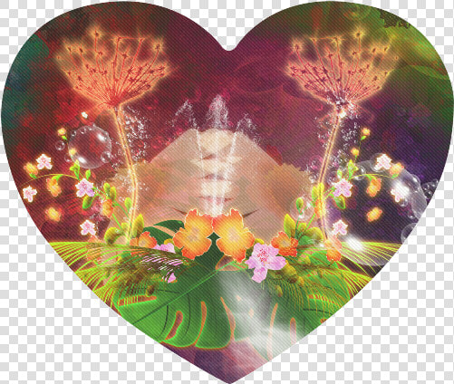 Glowing Flowers Heart shaped Mousepad   Heart  HD Png DownloadTransparent PNG