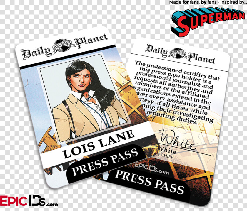 Superman Classic Comic Daily Planet Press Pass Cosplay   Daily Planet Press Pass Lois Lane  HD Png DownloadTransparent PNG