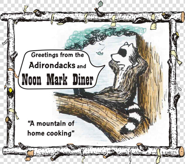 Cartoon Of Raccoon Lounging In Crook Of Tree With Caption   Noonmark Diner  HD Png DownloadTransparent PNG