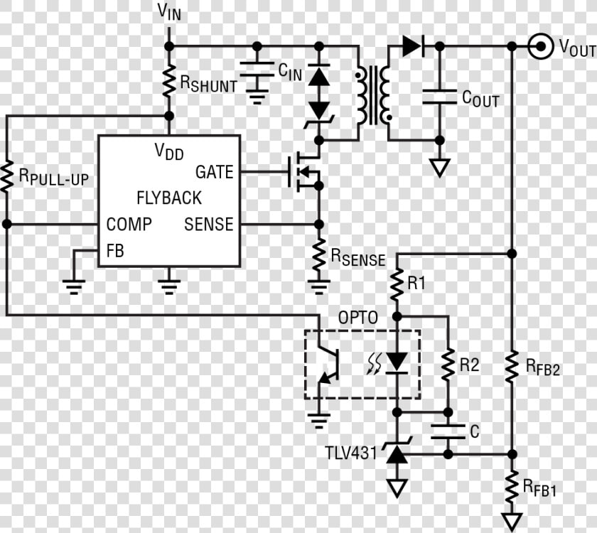 Generic Flyback Controller With Opto   Tl431 Flyback  HD Png DownloadTransparent PNG
