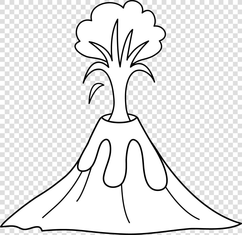 Erupting Volcano Line Art Free Clip Art   Volcano Clipart Black And White Png  Transparent PngTransparent PNG
