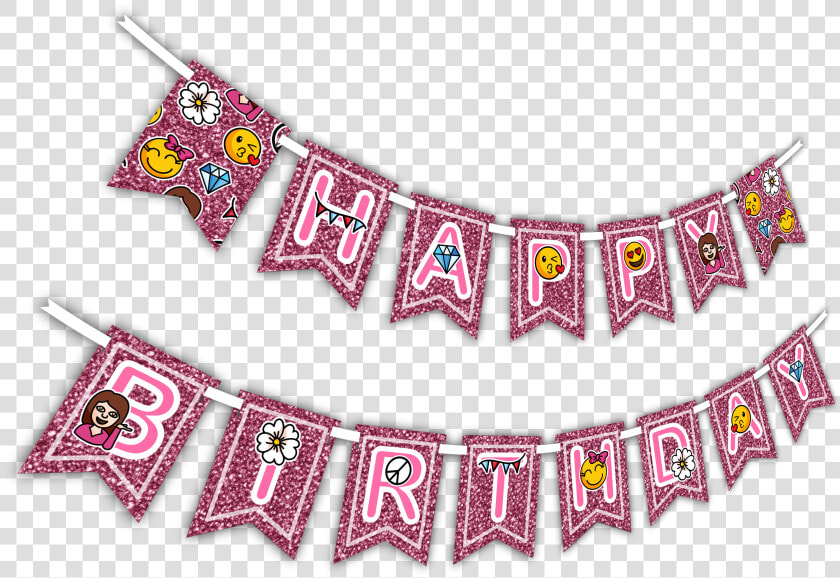 Girl Pink Glitter Emoji Happy Birthday   Girl Happy Birthday Banner  HD Png DownloadTransparent PNG