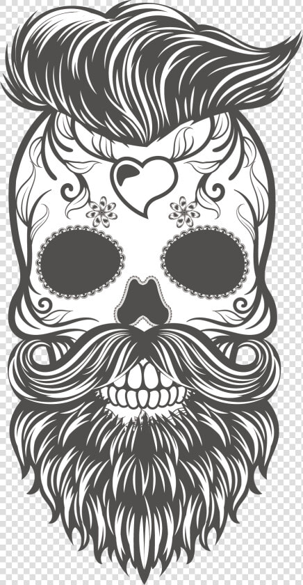 And Skull Painted Calavera Sticker Hand Vector Clipart   Png Sugar Skull Beard  Transparent PngTransparent PNG