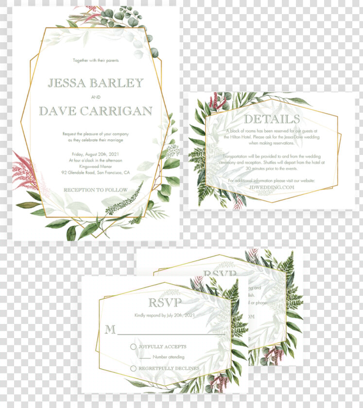 Botanical Wedding Invitation Set   Geometric Flower Invitation Template  HD Png DownloadTransparent PNG