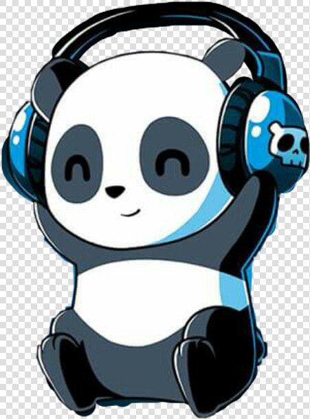  panda  headphones  music  happypanda  smile  behappy   Cartoon Panda With Headphones  HD Png DownloadTransparent PNG