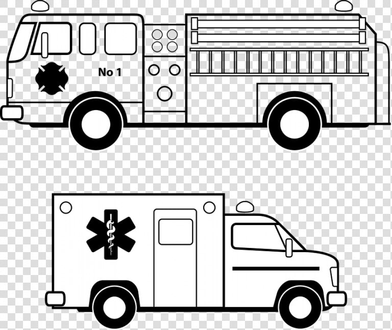 Fire Truck Vector Free Ambulance Emergency Fire Free   Outline Fire Truck Clipart  HD Png DownloadTransparent PNG