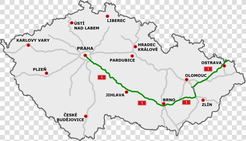 Czech Motorway Map D1   Czech Republic Map  HD Png DownloadTransparent PNG