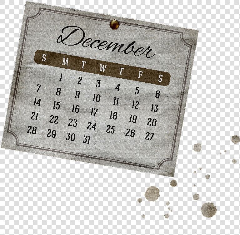 Calendario Vintage Diciembre   Paper  HD Png DownloadTransparent PNG