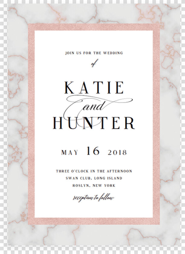 Marble And Rose Gold Wedding Invitation Cards Template   Paper  HD Png DownloadTransparent PNG