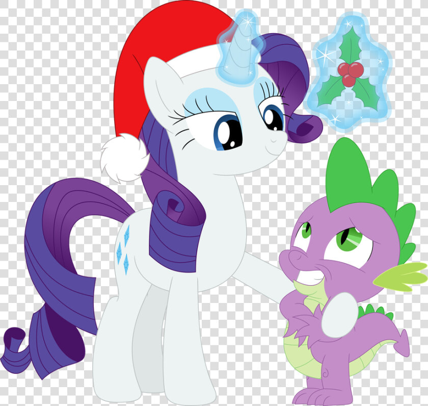 Look Who S Under The Mistletoe  Spike By Porygon2z   Mlp Fim Spike And Rarity Kiss  HD Png DownloadTransparent PNG