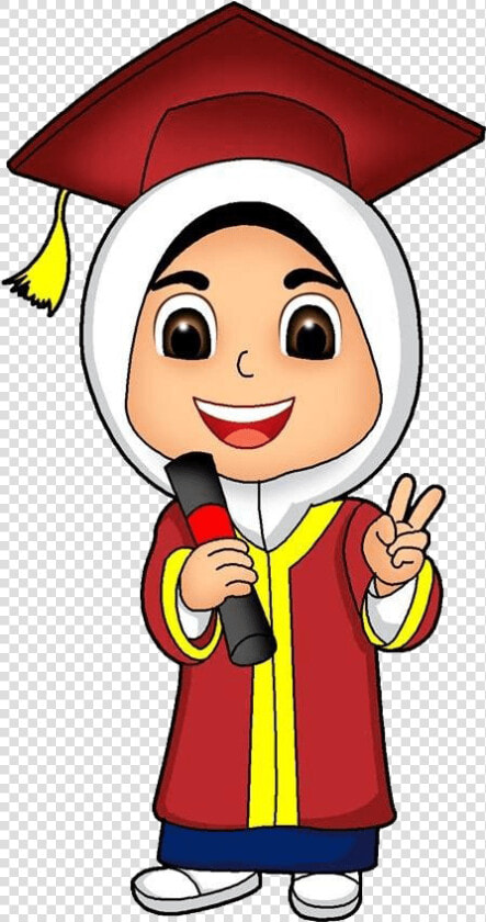 Gambar Toga Wisuda Kartun Anak Muslim Png Download   Muslim Graduation Cartoon  Transparent PngTransparent PNG