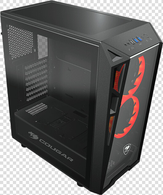 Turret Tempered Glass  No Psu  Atx  Black  Mid Tower   Cougar Turret Atx Mid Tower Case  HD Png DownloadTransparent PNG