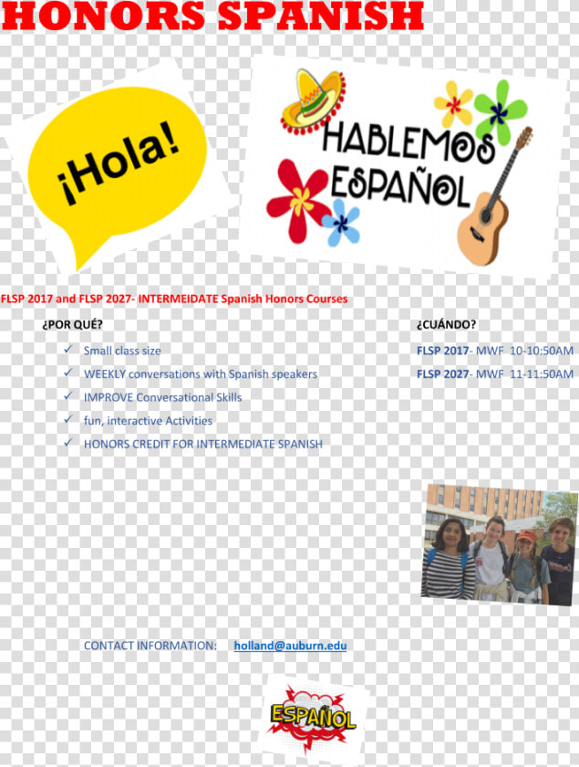 Flyer Detailing Honors Spanish Courses   Graphic Design  HD Png DownloadTransparent PNG