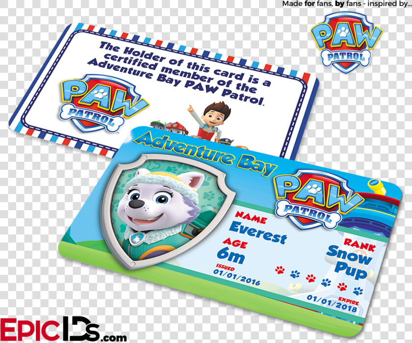 Paw Patrol Inspired Adventure Bay Paw Patrol Id Card  HD Png DownloadTransparent PNG