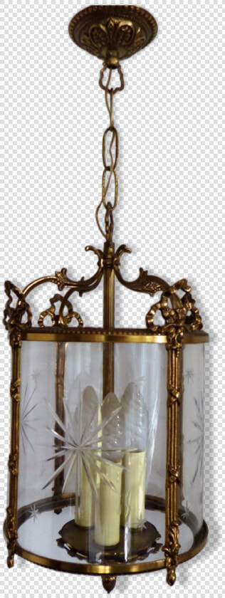 Old Lantern Chandelier Bronze Doré Cut Glass Hall Hallway   Chandelier  HD Png DownloadTransparent PNG