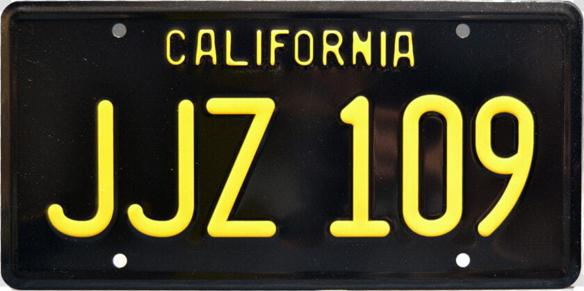 License Plate Bullitt Jjz 109 Ca Black yellow   Jjz 109  HD Png DownloadTransparent PNG