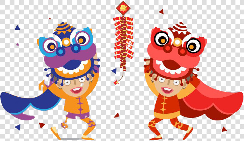 Chinese New Year Dragon Png Photo   Cartoon Lion Dance Chinese New Year  Transparent PngTransparent PNG