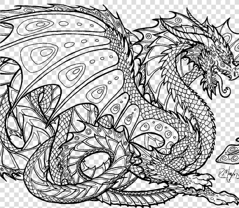 Announcing Realisticgon Coloring Pages With Astounding   Hard Dragon Coloring Pages To Print  HD Png DownloadTransparent PNG