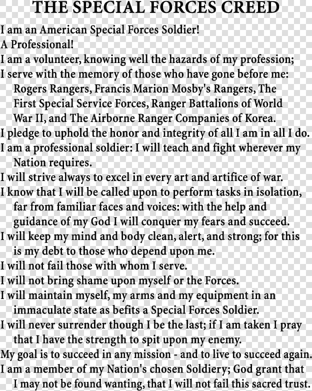 The Special Forces Creed   Png Download   Special Forces Creed Background  Transparent PngTransparent PNG
