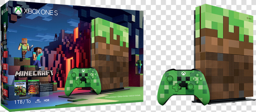 Xbox One S 1tb Minecraft Limited Edition Console  HD Png DownloadTransparent PNG