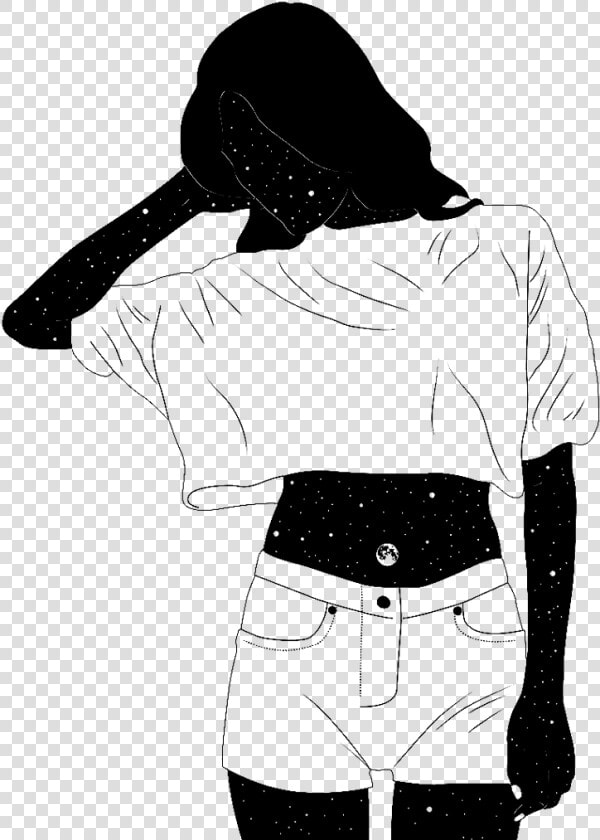  freetoedit  aesthetic  girl  outline  drawing  line   Aesthetic Picture Girl Drawing  HD Png DownloadTransparent PNG