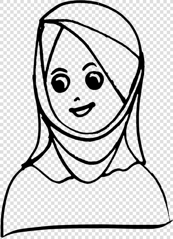 Girl With Head Scarf Drawing   Png Download   Head Scarf Clipart Black And White  Transparent PngTransparent PNG