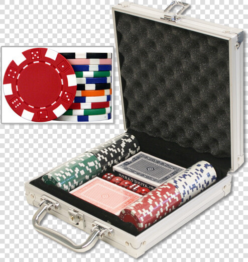Dice Poker Chip Set With 100 Chips   Poker Set Wood  HD Png DownloadTransparent PNG