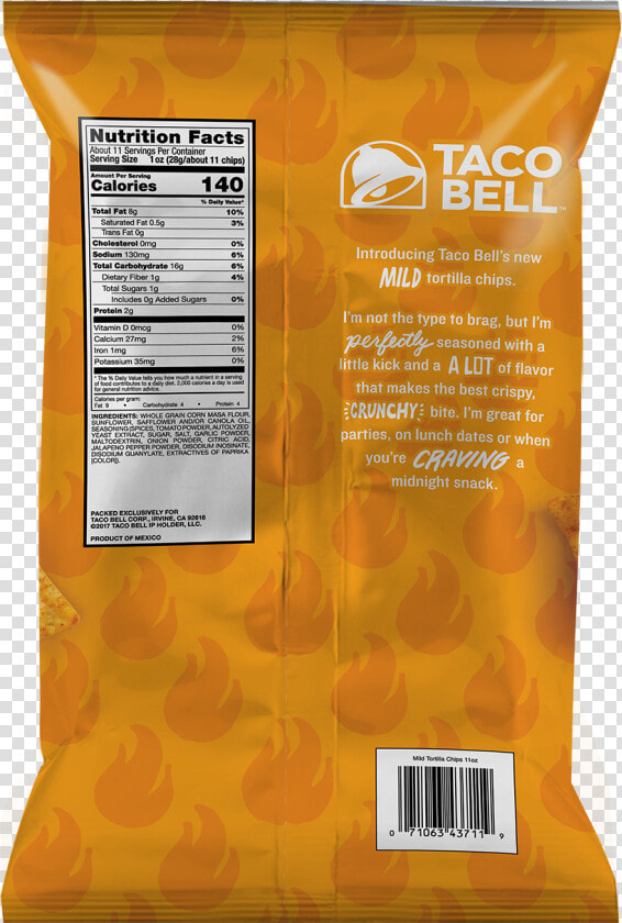 Taco Bell Tortilla Chips   Taco Bell Mild Chips Nutritional Info  HD Png DownloadTransparent PNG