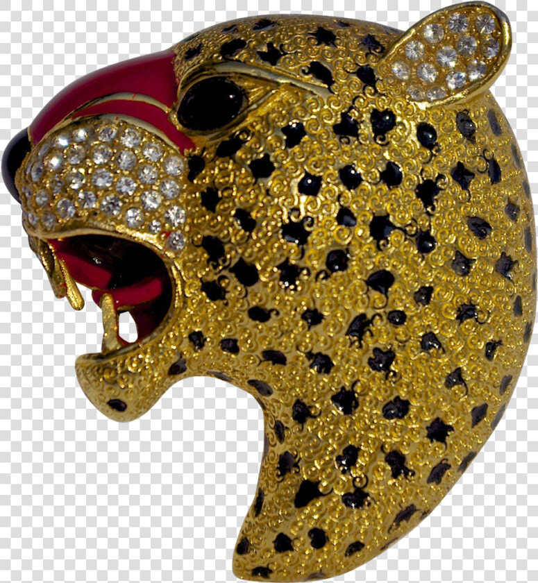 Rare Enamel Roaring Panther Head Brooch Pin Signed   Jaguar  HD Png DownloadTransparent PNG