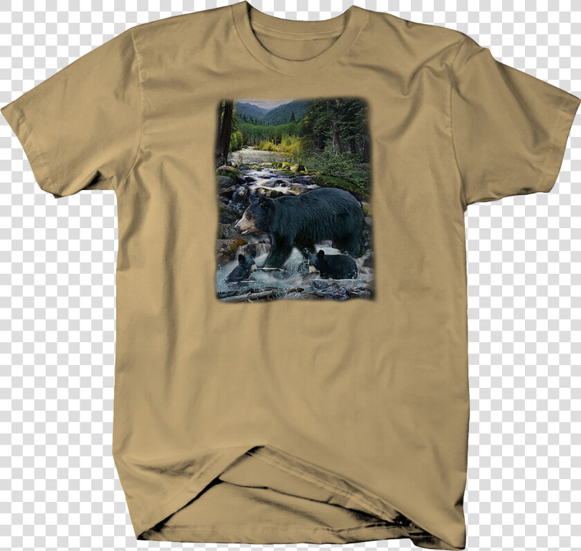 Black Mama Bear And Baby Cubs Playing Water Wildlife   Chevy C10 Shirts  HD Png DownloadTransparent PNG