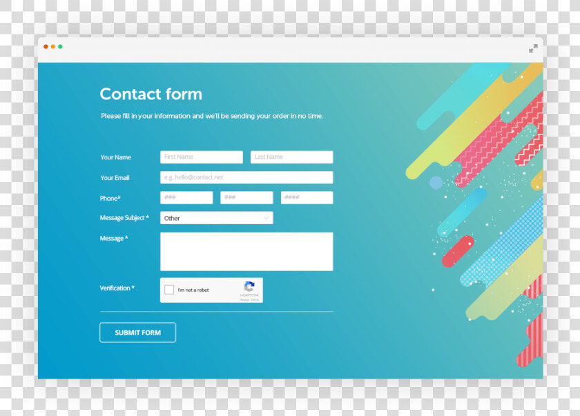 Php Contact Form Example With Custom Design And Recaptcha   Website Form  HD Png DownloadTransparent PNG