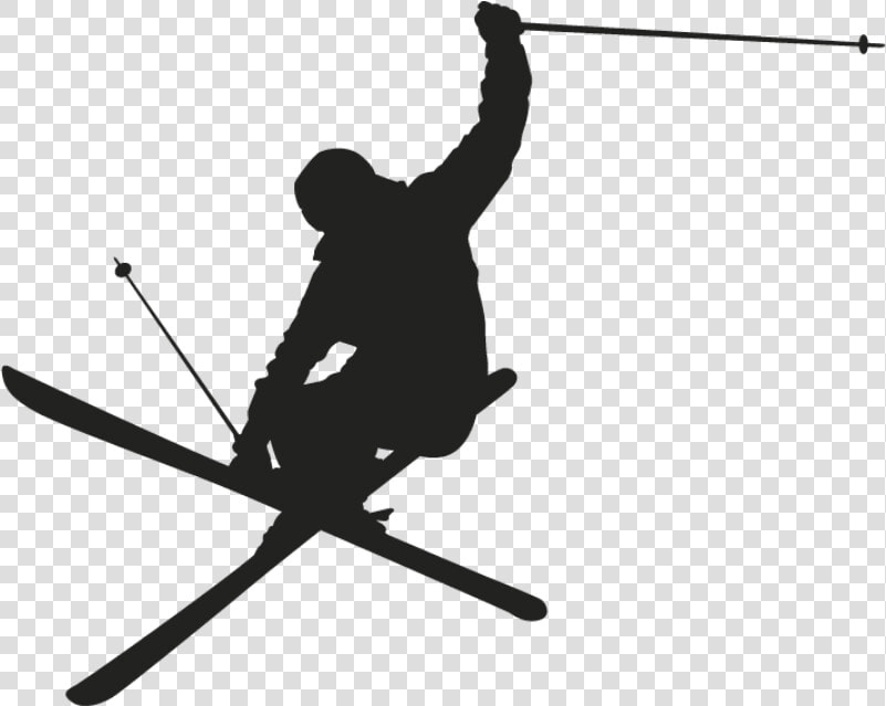 Skiing Clip Art Silhouette Wall Decal   Black And White Skier  HD Png DownloadTransparent PNG