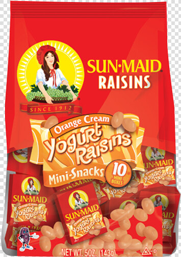 Sun Maid Orange Cream Yogurt Raisins Mini Snacks   Sunmaid Yogurt Flavored Raisins  HD Png DownloadTransparent PNG