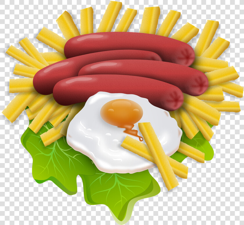Hot Dog  Huevo  Huevo Frito  Papas Fritas  Lechuga   Papas Fritas Con Hotdog Frito Dibujo  HD Png DownloadTransparent PNG
