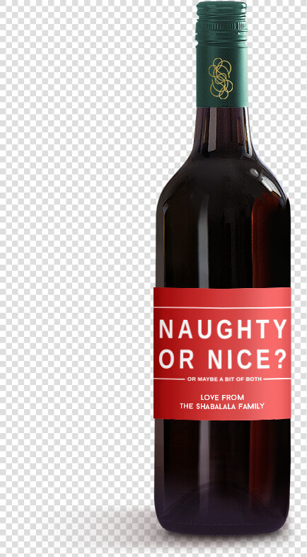 Picture Of Naughty Or Nice Wine Label   Glass Bottle  HD Png DownloadTransparent PNG