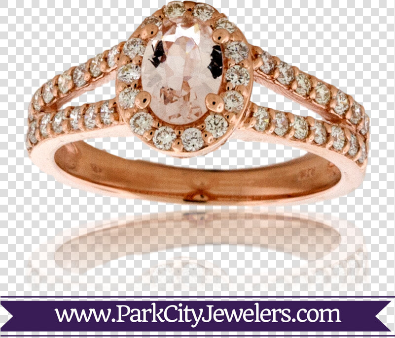 Morganite Oval And Round Diamond Rose Gold Ring   Double Diamond Huggie Earrings  HD Png DownloadTransparent PNG