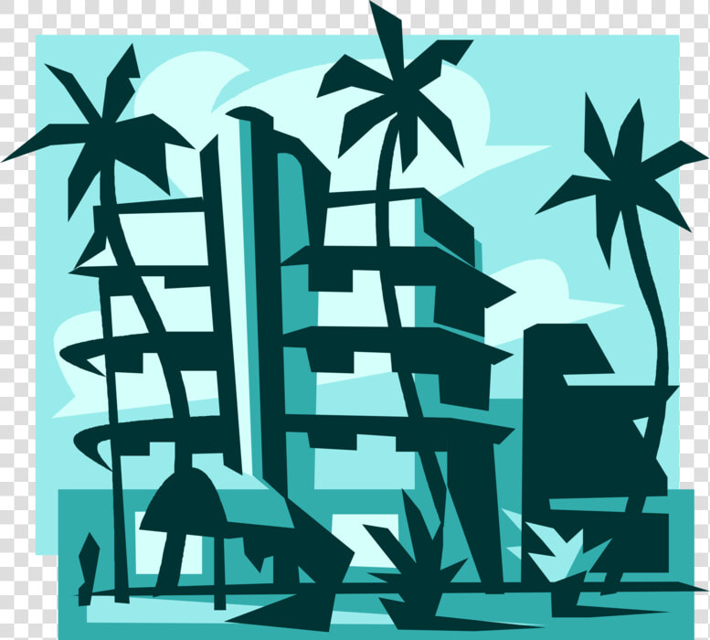 Vector Illustration Of Miami Beach Resort Hotel With   Resort Clipart Black And White  HD Png DownloadTransparent PNG