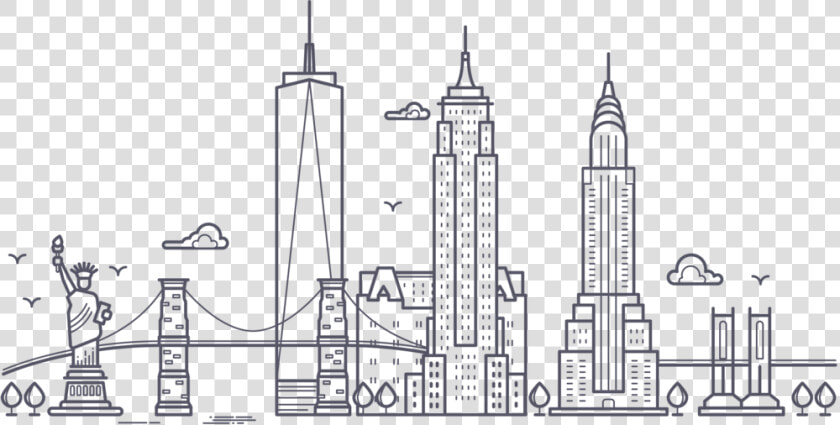 City   Nyc Skyline Outline Art  HD Png DownloadTransparent PNG