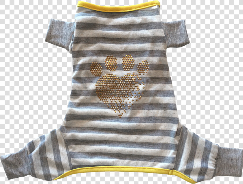 Grey White Stripe Pajama W  Heart Shape Paw Iron On  HD Png DownloadTransparent PNG
